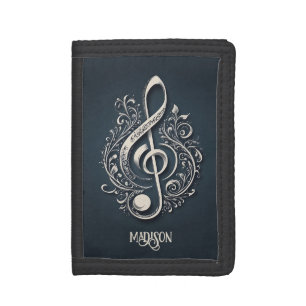 Custom Name Musical Clef Note Trifold Wallet