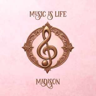 Custom Name Musical Clef Note Wall Decal