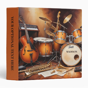 Custom Name Musical Instruments 3 Ring Binder