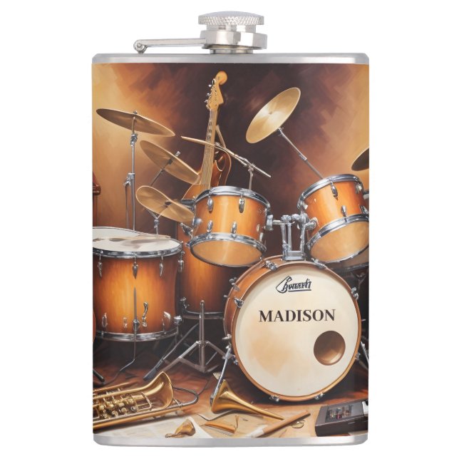 Custom Name Musical Instruments Flask (Front)