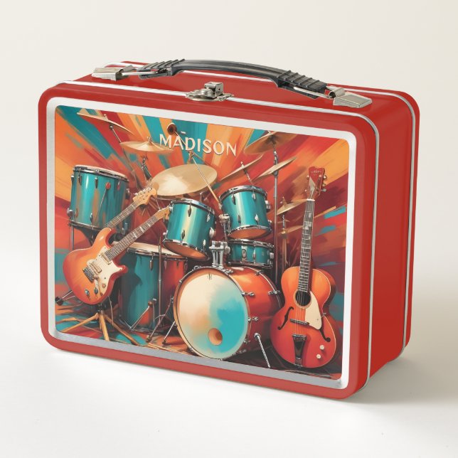 Custom Name Musical Instruments Metal Lunch Box (Front)