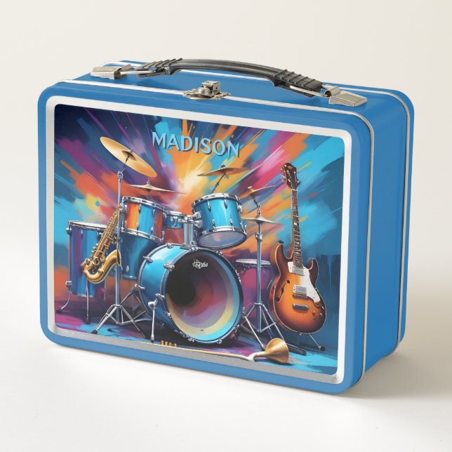 Custom Name Musical Instruments Metal Lunch Box (Front)