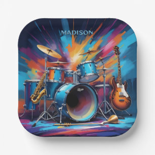 Custom Name Musical Instruments Paper Plates