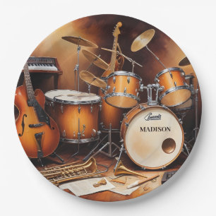 Custom Name Musical Instruments Paper Plates