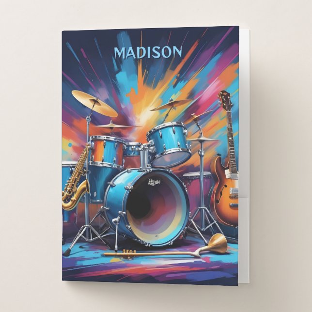 Custom Name Musical Instruments Pocket Folder (Front)