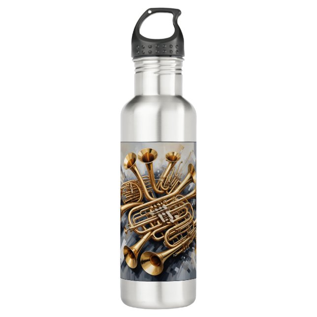 Custom Name Musical Instruments Stainless Steel Water Bottle (Front)