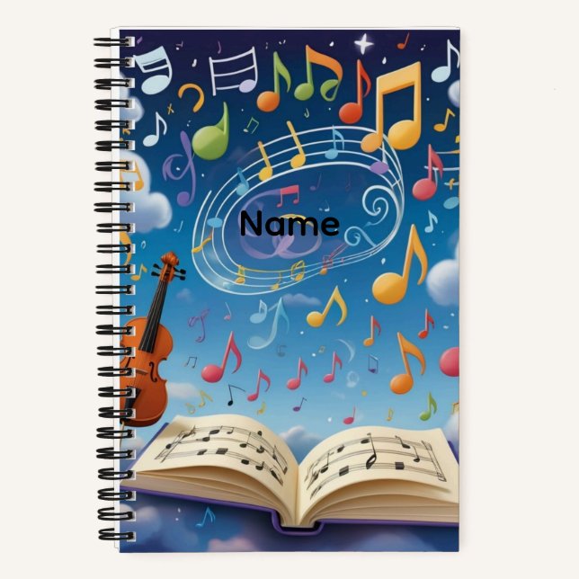 Custom Name Musical Notes Notebook (Front)