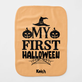 Custom Name My First Halloween Baby Burp Cloth