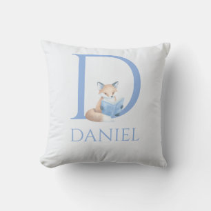 Custom Name My Little Fox reading a book Throw Pillow