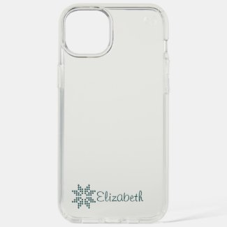 Custom Name 'n Poinsettia Art, Aqua Deep on Clear