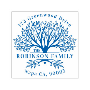 Custom Name Natural Family Tree Return Address Self-inking Stamp