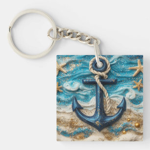 Custom Name Nautical Anchor Beach Keychain
