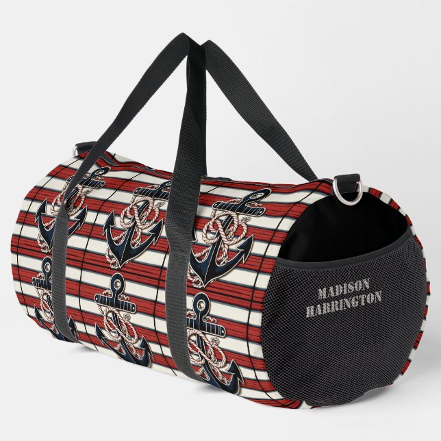 Custom Name Nautical Anchor Duffle Bag (Right Corner)