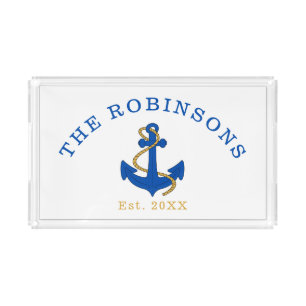 Custom Name Nautical Anchor Wedding Gift Acrylic Tray