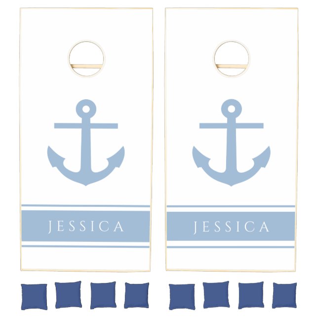 Custom Name Nautical Blue Anchor  Cornhole Set (Set)