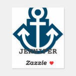[ Thumbnail: Custom Name + Nautical Boat Anchor Shape Icon Sticker ]