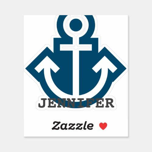 Custom Name  Nautical Boat Anchor Shape Icon Sticker