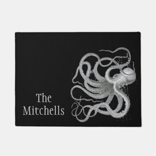 Custom name nautical octopus vintage kraken beach doormat