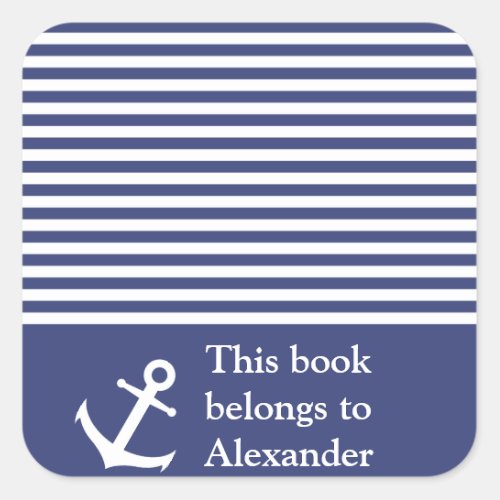 Custom Name Nautical This Book Belongs to Sticker