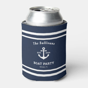 Custom Name Navy Anchor Boat Party Reunion Can Cooler