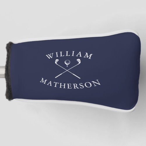 Custom Name Navy Blue And White Golf Clubs  Golf Head Cover