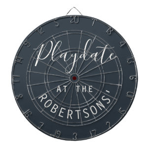 Custom Name Navy Blue White Playdate Minimalist Dart Board