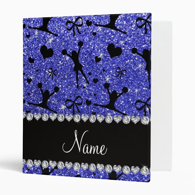 Custom name neon blue glitter cheerleading binder (Front/Inside)