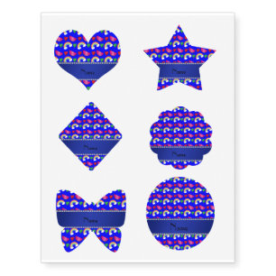 Custom name neon blue watermelons rainbows hearts temporary tattoos