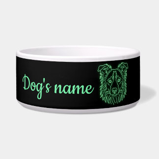Custom Name Neon Border Collie Glow Bowl