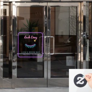 Custom Name Neon Eyelash & Brow Salon Window Cling