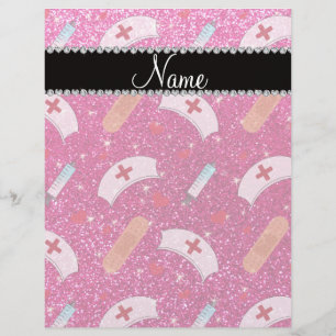 Custom name neon hot pink glitter nurse hats heart flyer