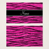 Custom name neon hot pink glitter zebra stripes (Front & Back)