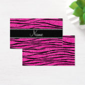 Custom name neon hot pink glitter zebra stripes (Desk)