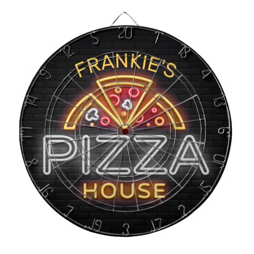 Custom NAME Neon Italian Pizzeria Pizza House Dart Board
