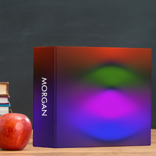Custom Name Neon of Blue, Purple, Green & Orange 3 Ring Binder