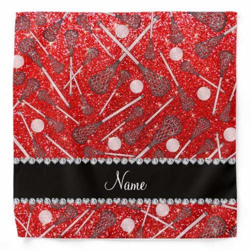 Custom name neon red glitter lacrosse sticks bandana