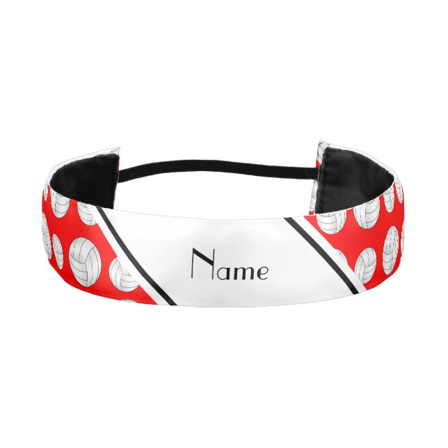 Custom name neon red volleyballs athletic headband (Front)