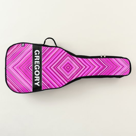 Custom Name + Nested Pink Squares Pattern Guitar Case (Front)