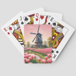 Custom Name Netherlands Windmills Poker Cards