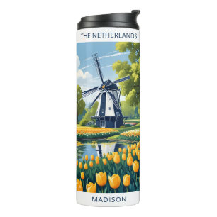 Custom Name Netherlands Windmills Thermal Tumbler