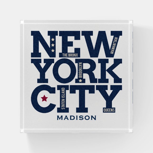 Custom name New York City paperweight (Front)