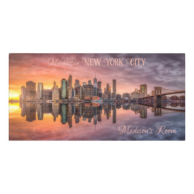 Custom Name New York City Skyline Door Sign (Classic Front)