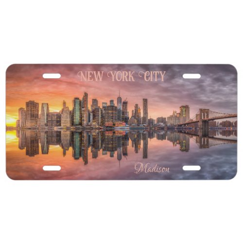 Custom Name New York City Skyline License Plate