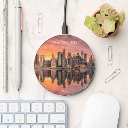 Custom Name New York City Skyline Wireless Charger