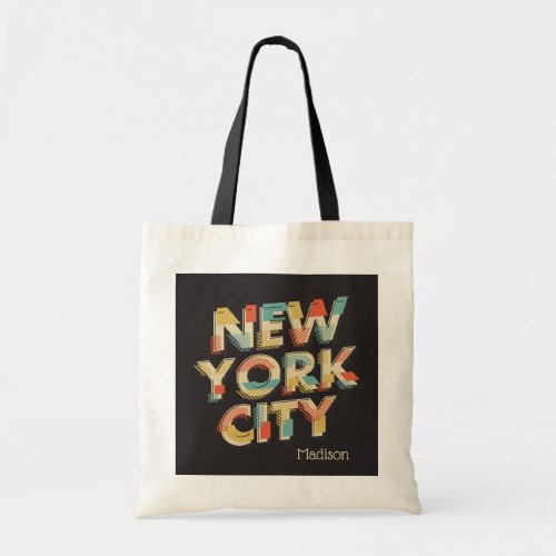 Custom name New York City Typography tote bags