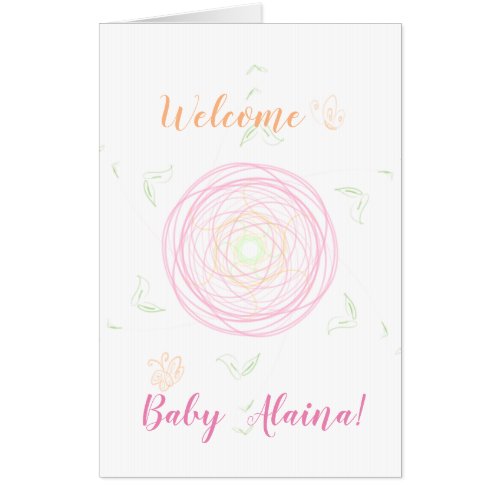 Custom Name Newborn Baby Girl Congratulations Card