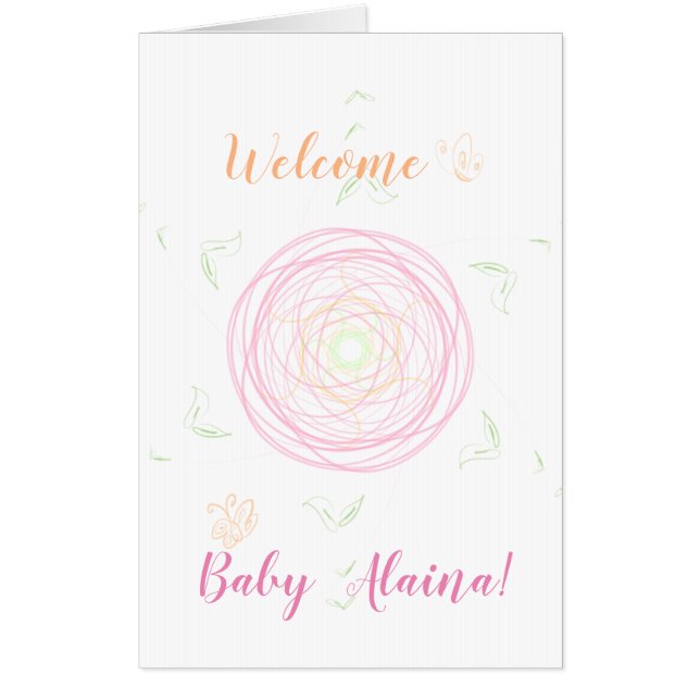 Custom Name Newborn Baby Girl Congratulations Card (Front)