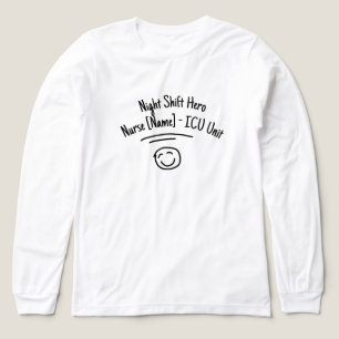Custom Name Night Shift Hero ICU Nurse Typography Tri-Blend Shirt