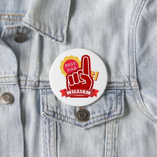 Custom Name No 1 Best Dad Father's Day Birthday Button (In Situ)