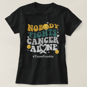 Custom Name Nobody Fights Cancer Alone Brain Tumor T-Shirt